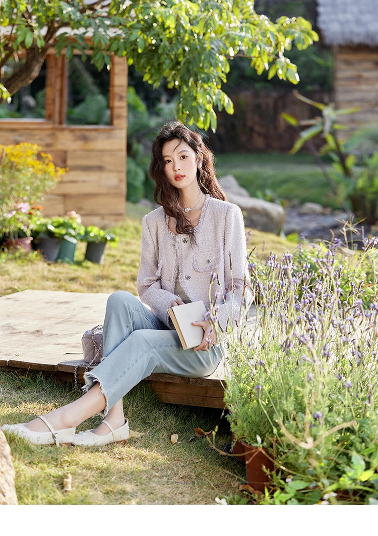 MISHOW Tassel Fragrant Coat Rose Buckle Weave Square Collar MXE13W0733