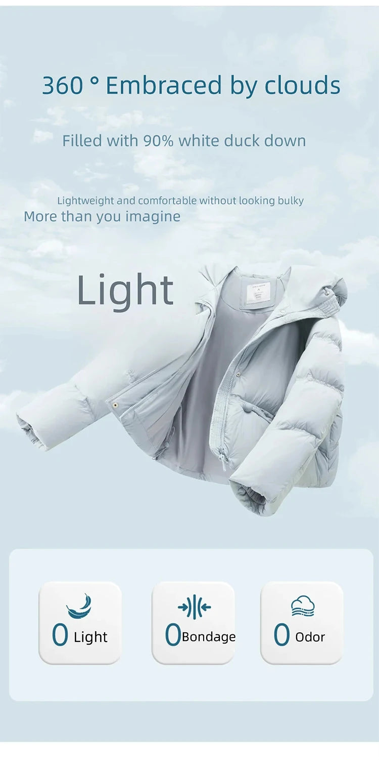 Mishow Blue 90% White Duck Down Hooded Puffer MXE51Y0081