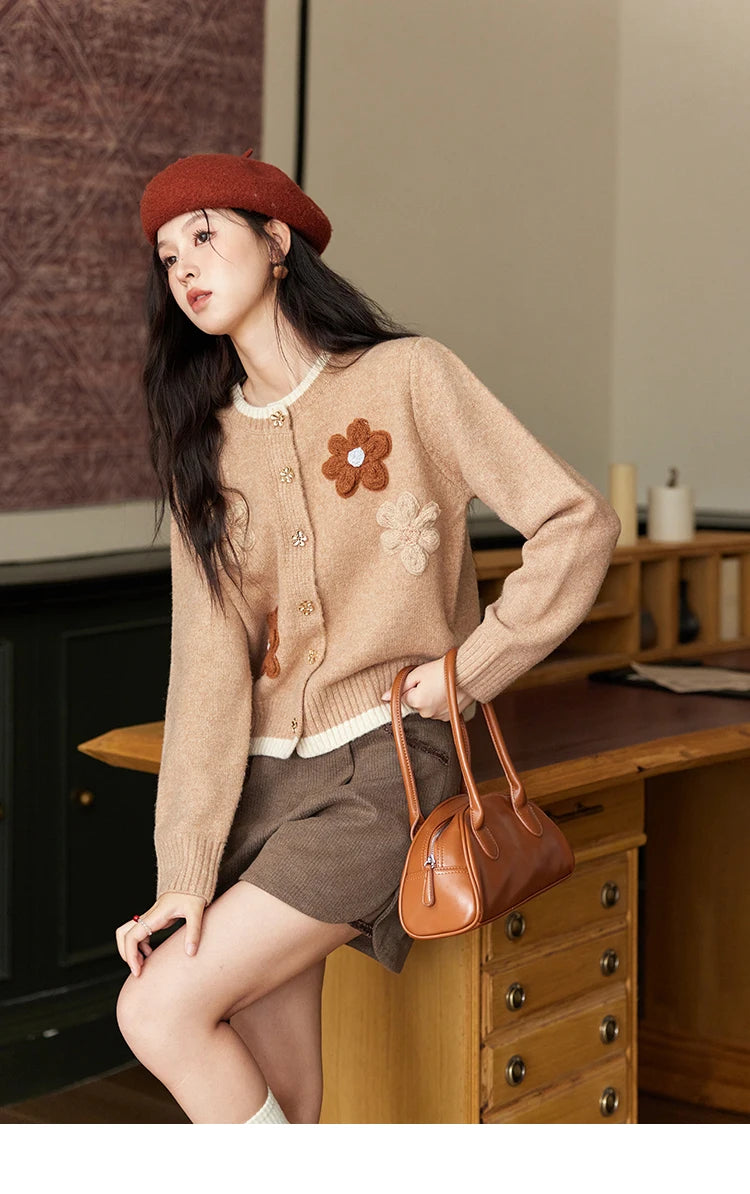 Mishow Flower Pattern Color Clash Metal Button Cardigan MXD56Z0919