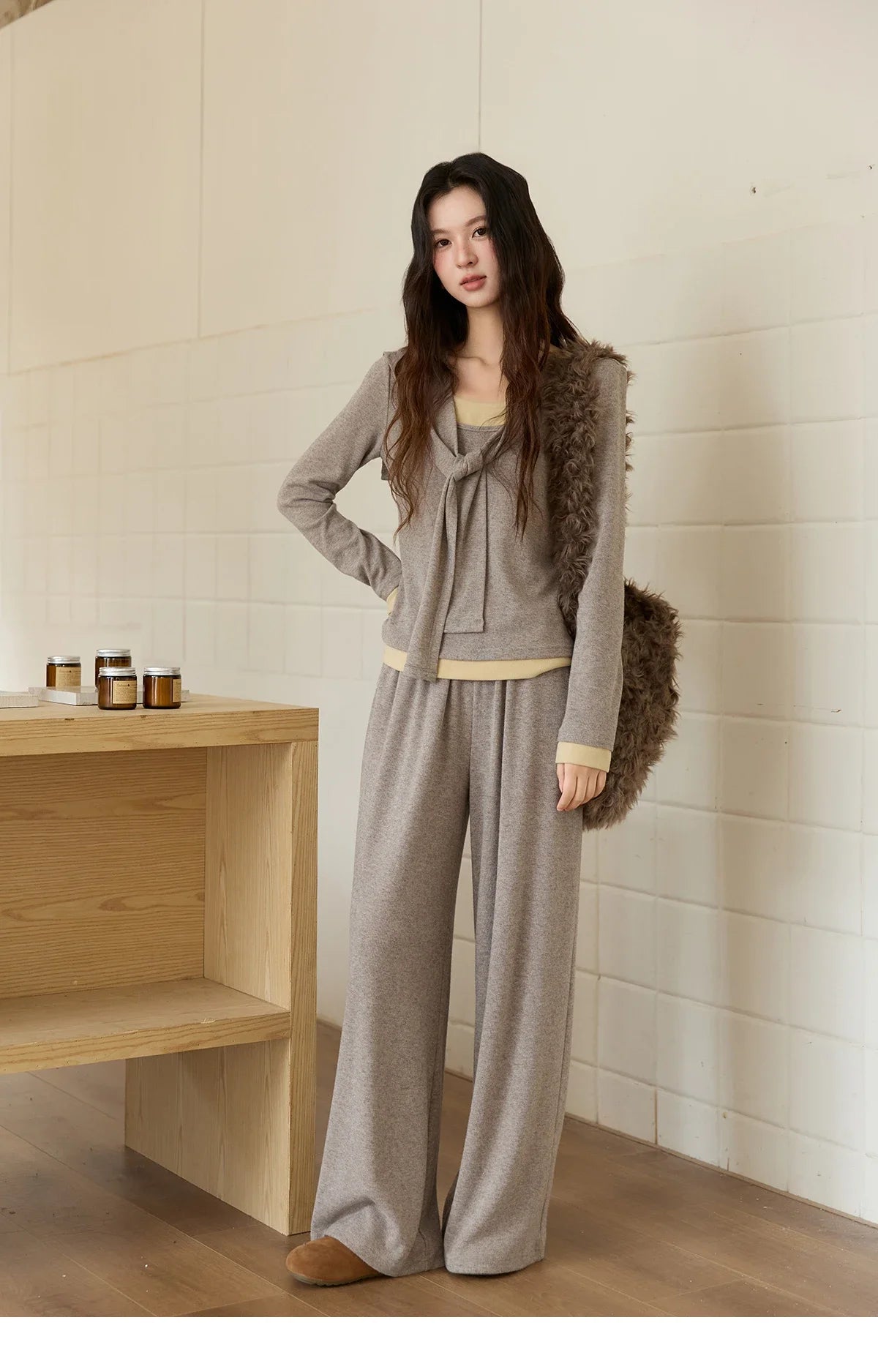 MISHOW Elastic Waist Casual Pants Loose Wide Leg Trousers MXE89K1119