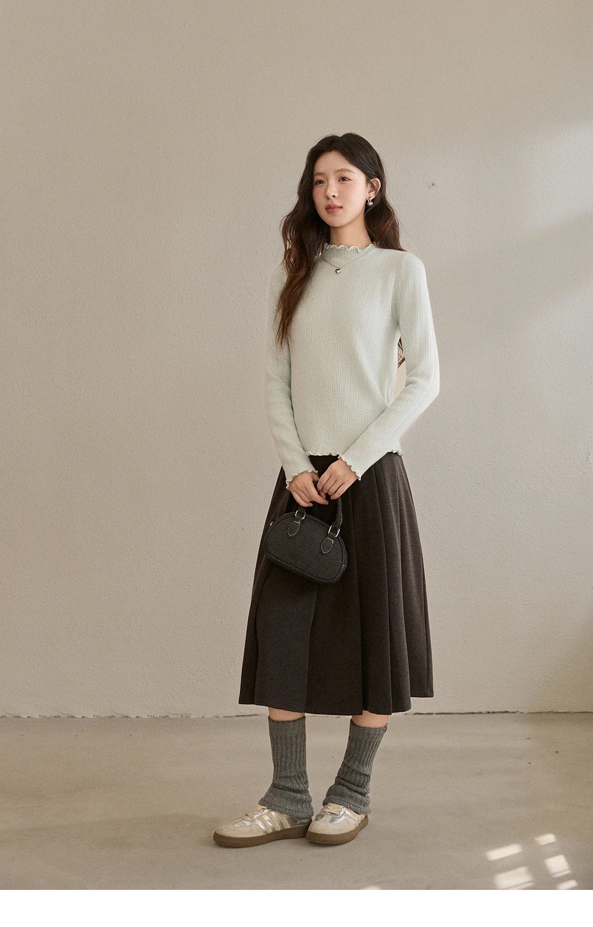 Mishow One Piece Velvet Mock Neck Knitted Top MXE88Z2597