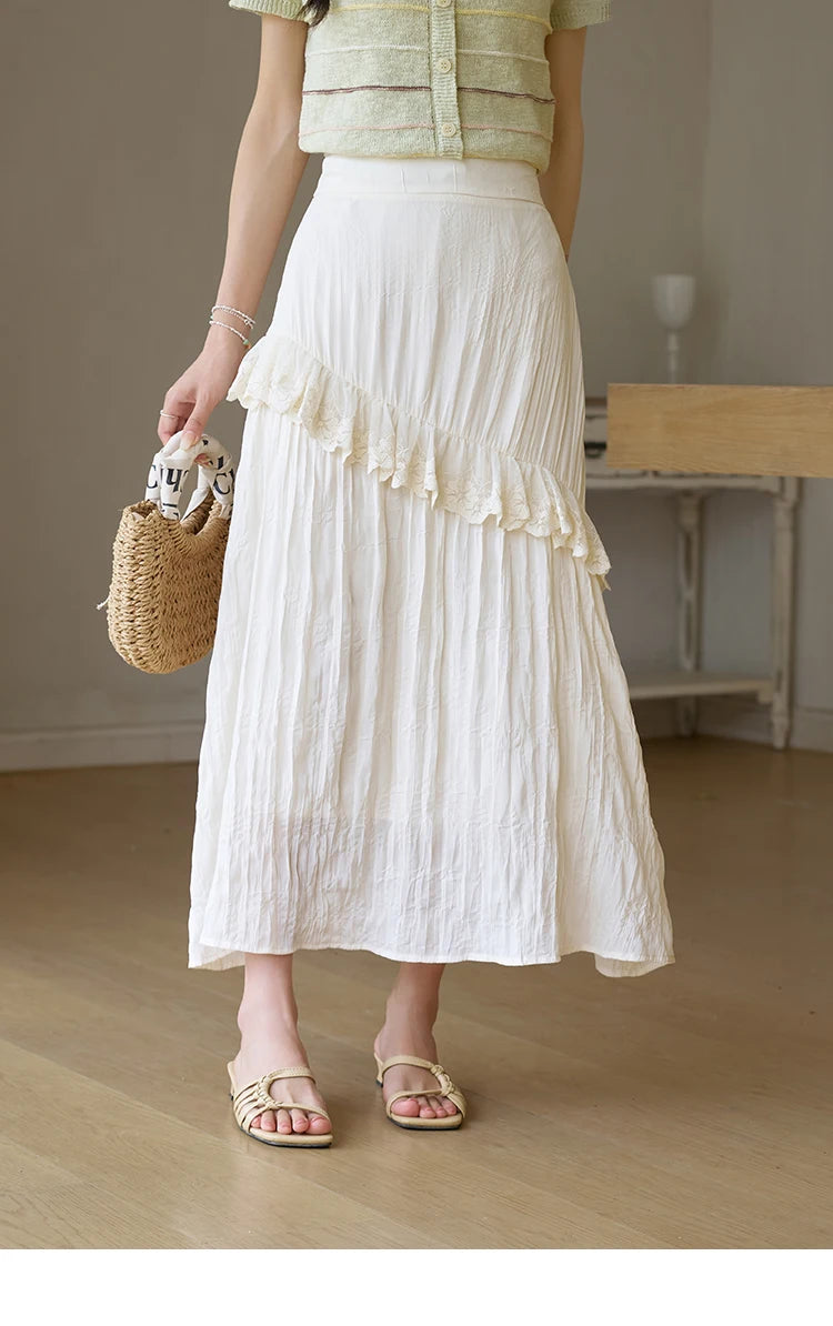 MISHOW Lace Edge Skirt Ruffle High Waist A-Line Cake MXD30B0385