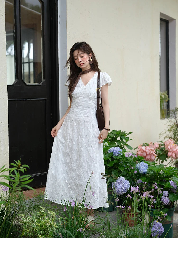 Mishow V-Neck Lace Spliced Embroidery Dress MXE38L2378