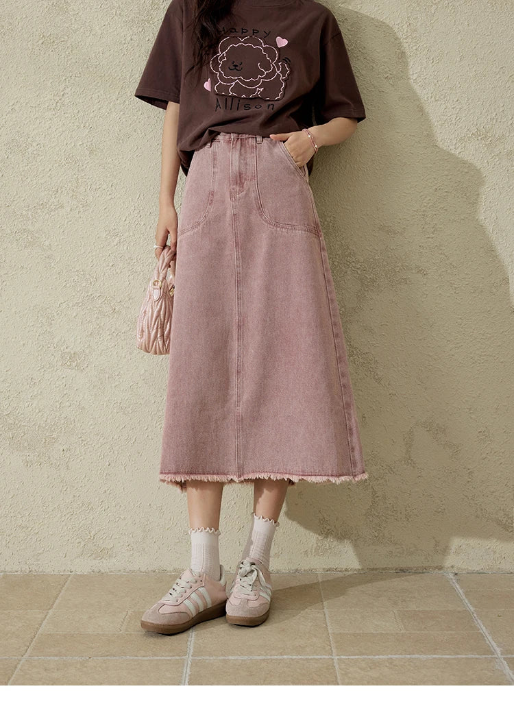 MISHOW High Waist Slim Denim Skirt Straight Pockets MXD44B0506