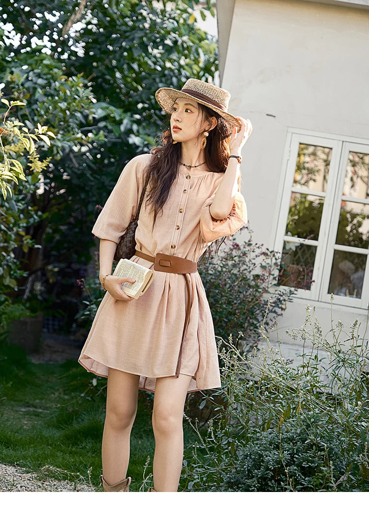 MISHOW French Retro Midi Dress with Belt MXE39L2409