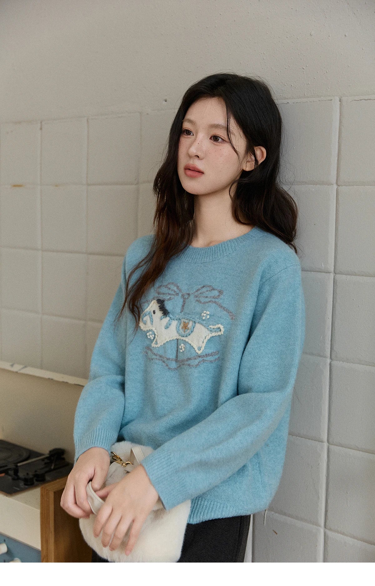 Mishow Handmade Embroidered Pony Jacquard Pullover MXE92Z2848