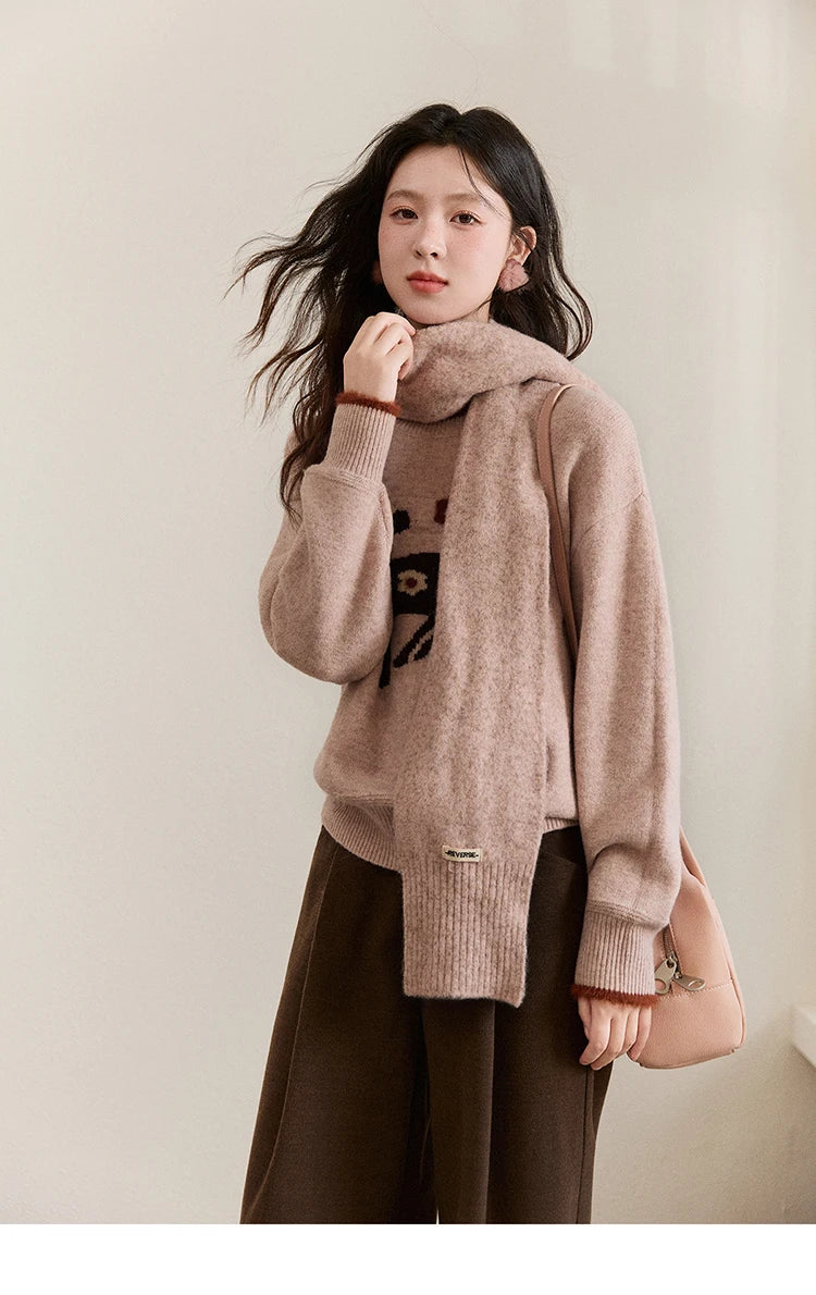 Mishow Horse Pattern Faux Mink Fur Cuff Sweater MXE94Z2863