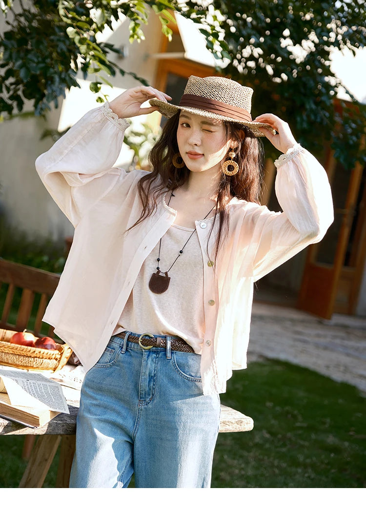 MISHOW Two Piece Shirt Set Tank Top Sunshade Button MXE39T0689