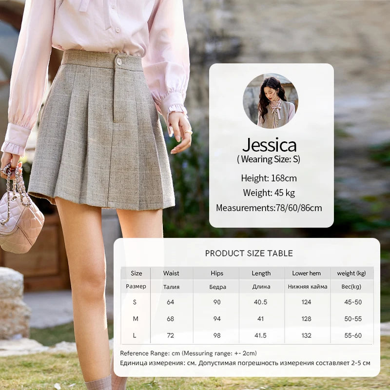 Mishow Korean Woolen Vest & Pleated Mini Skirt Set MXE13W0708