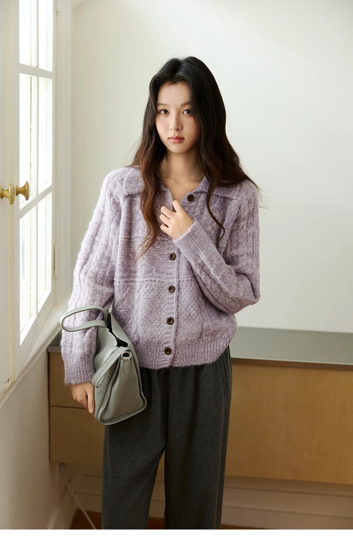 Mishow Simple Turn-Down Collar Knit Cardigan MXE48Z2611