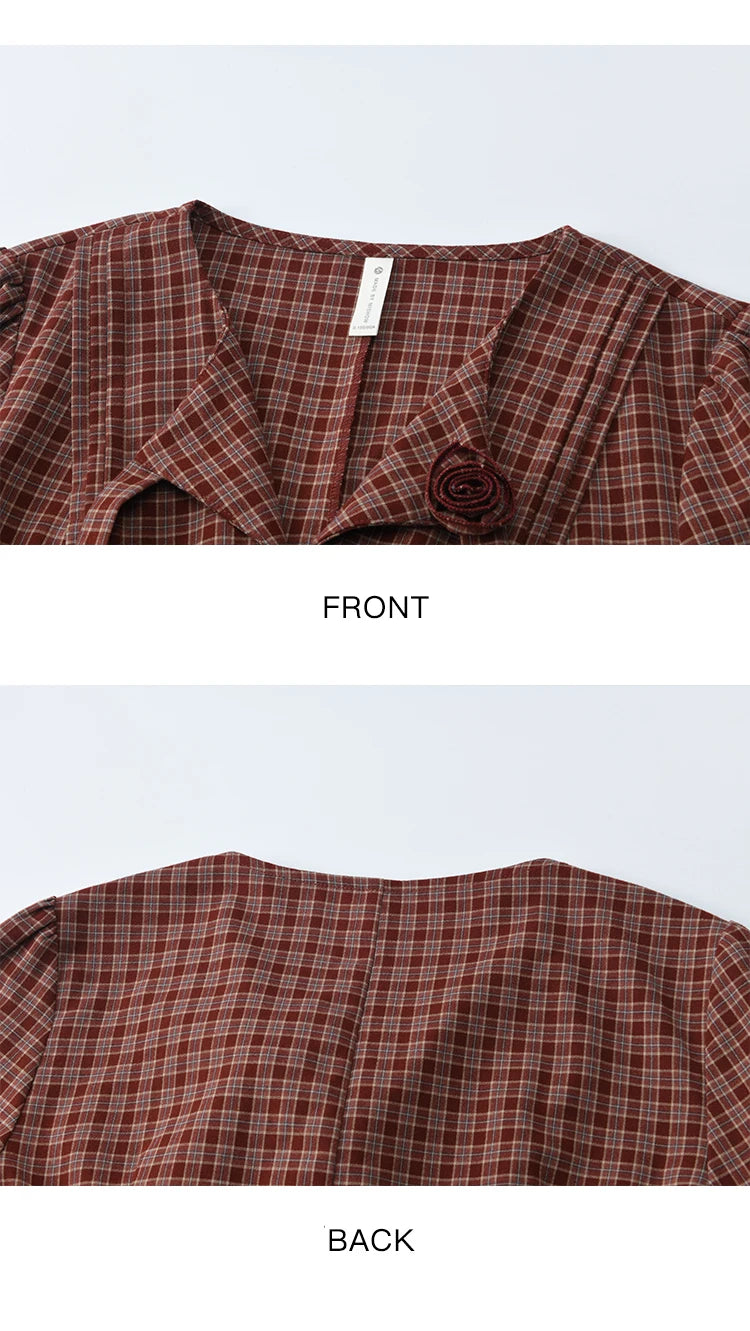 MISHOW Red Tied Plaid Shirt 3D Floral Detail MXE45X2481