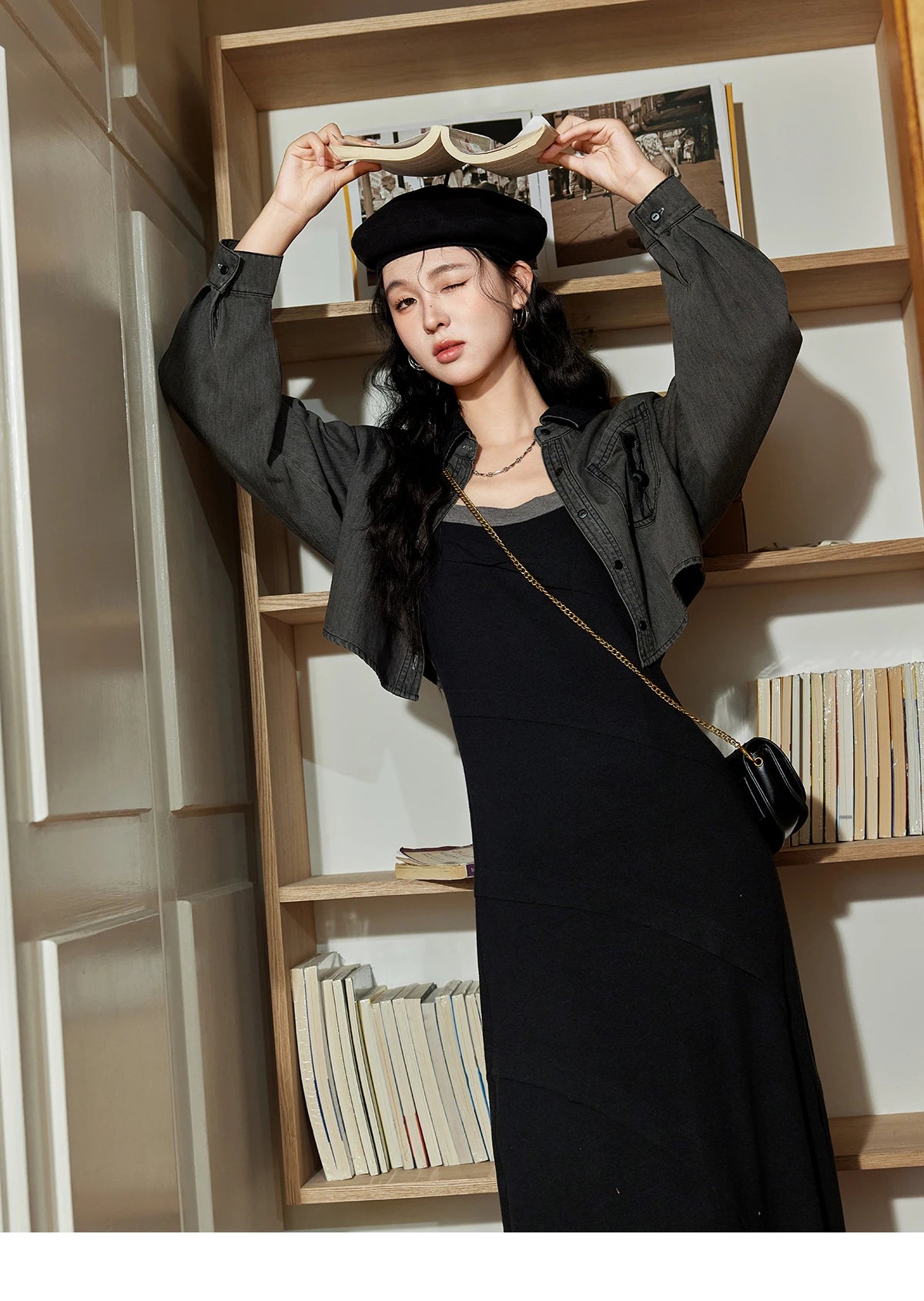 Mishow Knitted Square Collar Adjustable Strap Dress MXD42L2015
