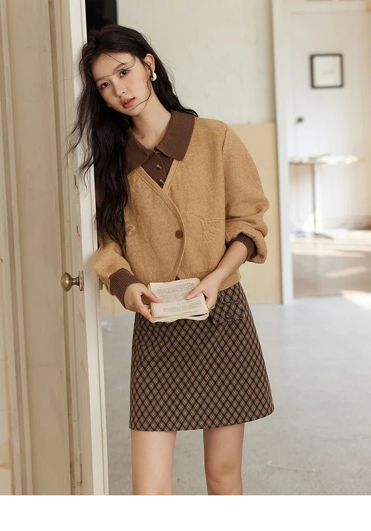 MISHOW Fake Two-piece Sweater Women French Retro Splicing Top MXD46Z0804