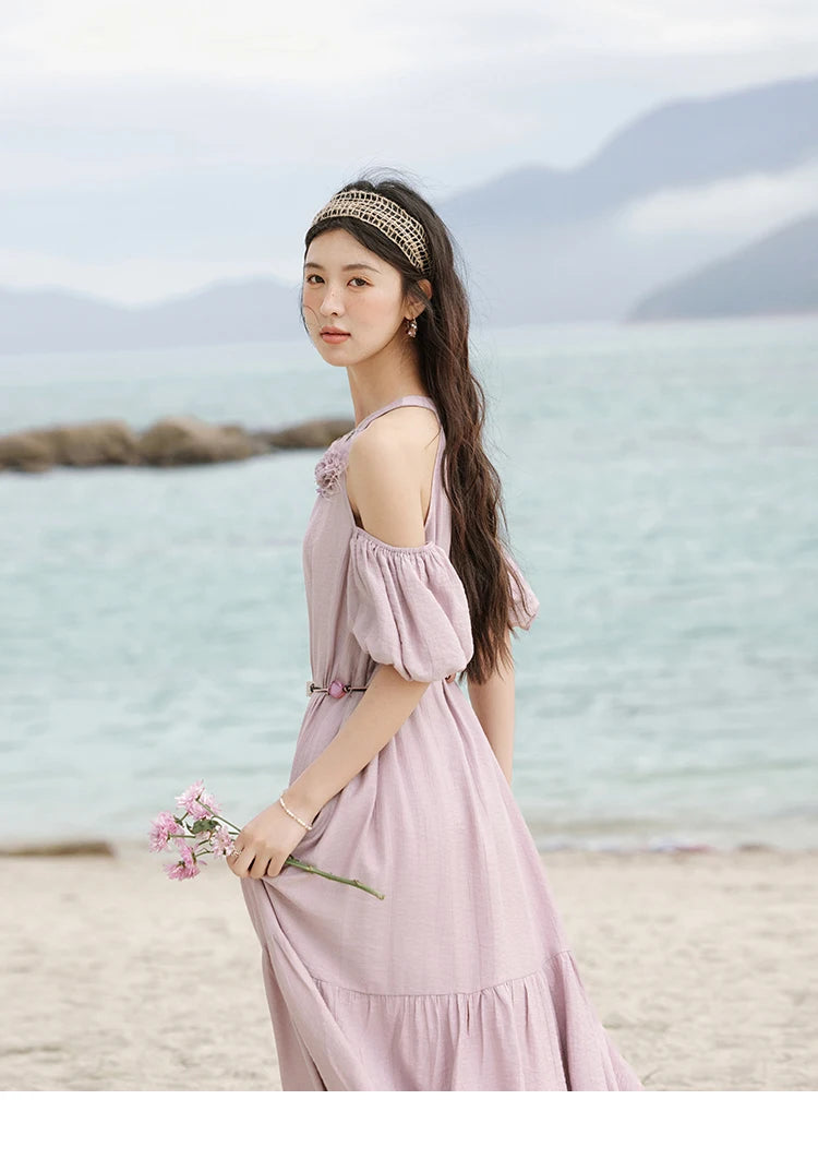 MISHOW Korean Halter Neck Jacquard Dress MXE32L2182