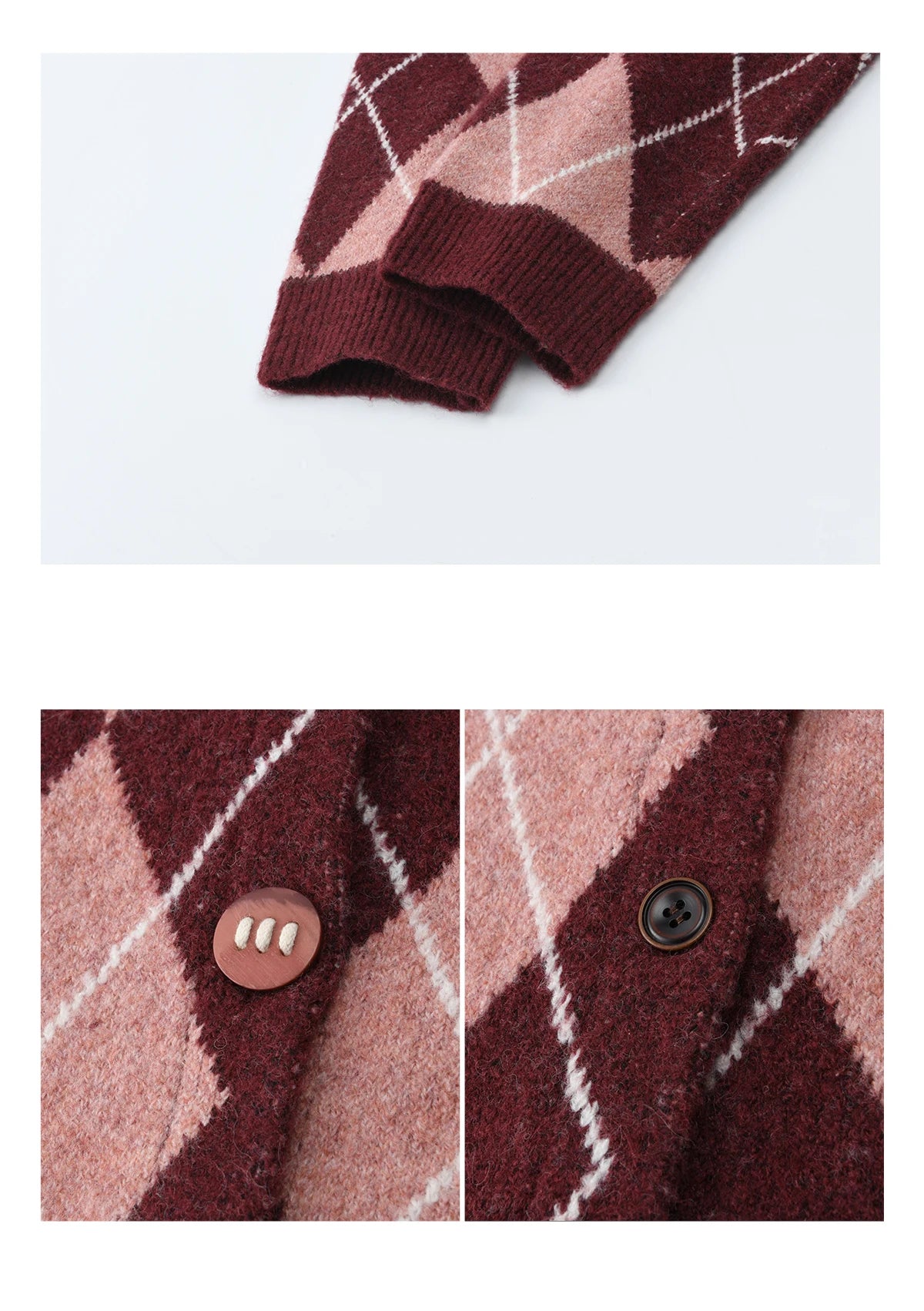 Mishow Retro Diamond Grid Contrast Cardigan MXE91Z2773