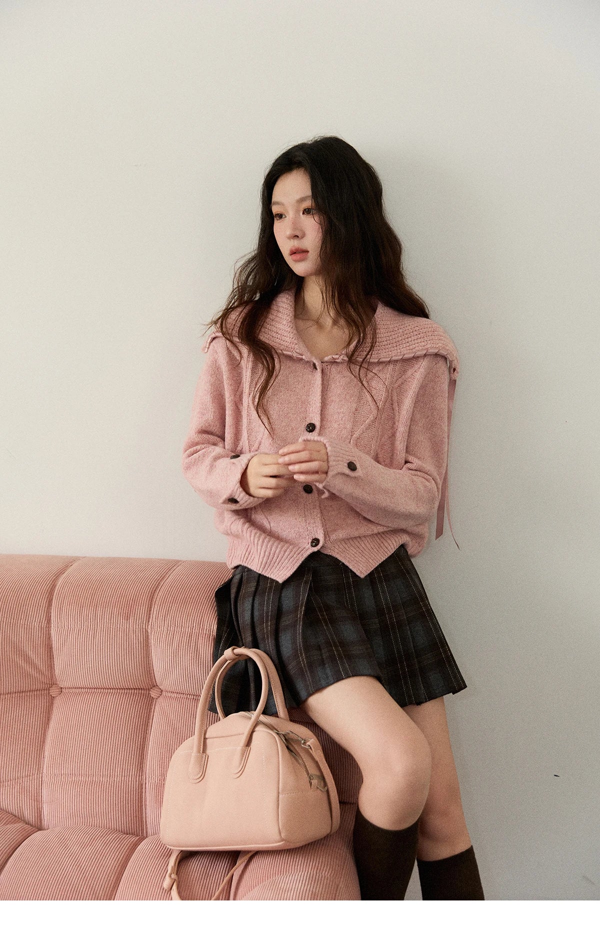 Mishow Elegant Large Turn-Down Collar Knit Cardigan MXE89Z2636