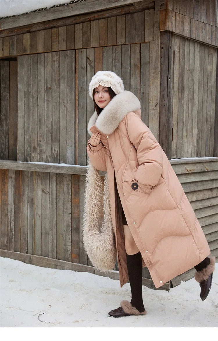 Mishow Fox Fur Collar 90% White Duck Down Jacket MXE51Y0082