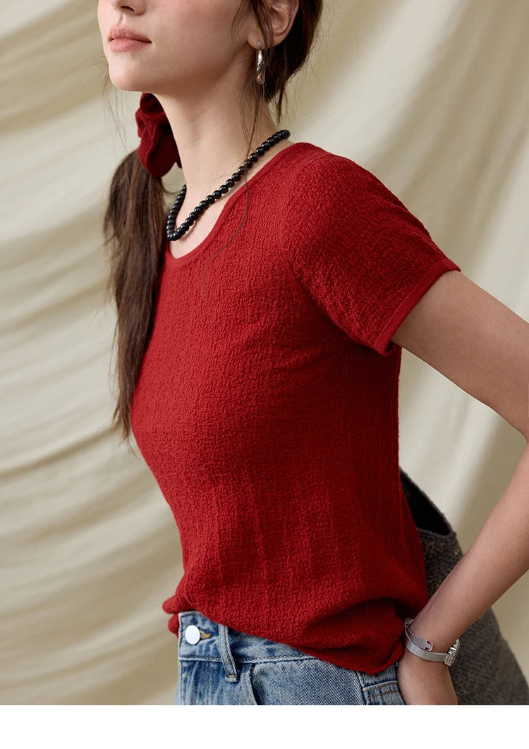 Mishow Solid Slim Knit Office Tee MXE34Z1257