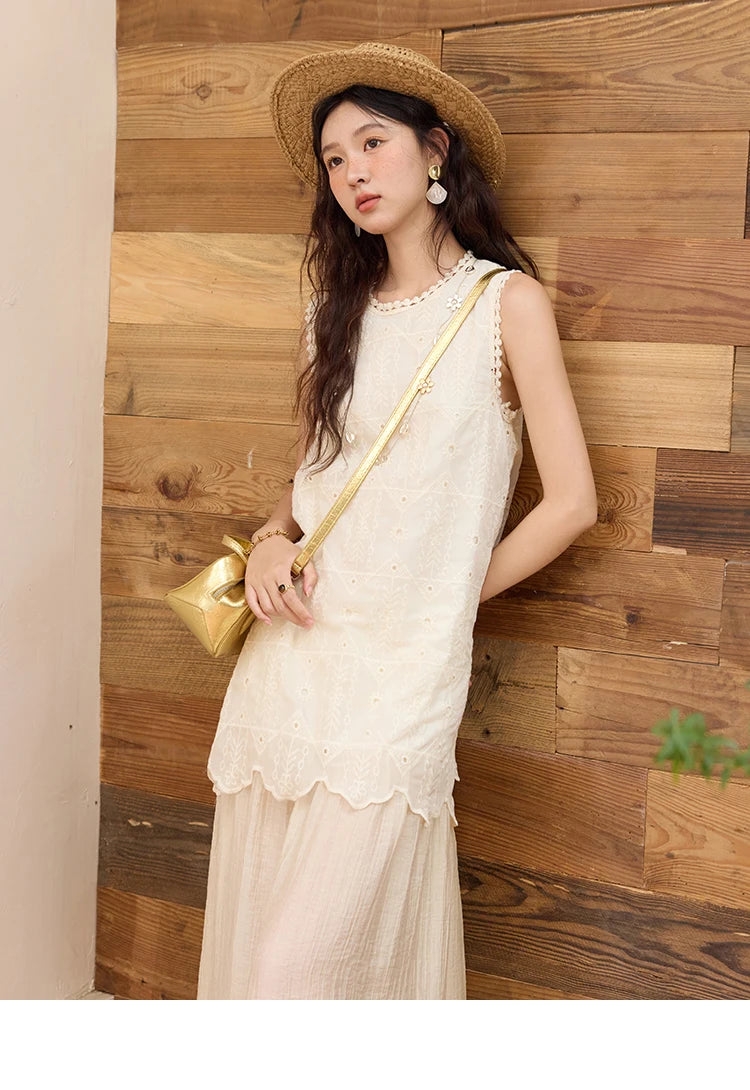 Mishow French Embroidery Fake Two-Piece Vest Dress MXE34L2311