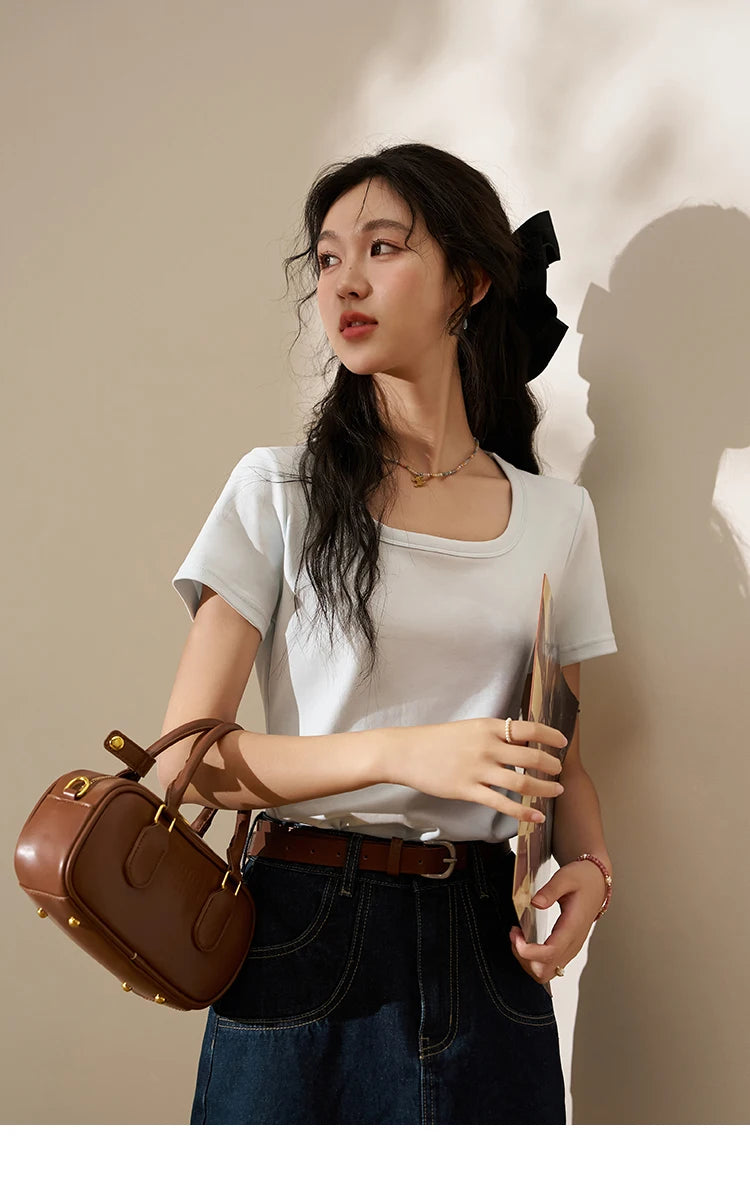 Mishow Square Neck Solid Tee MXC12T0641