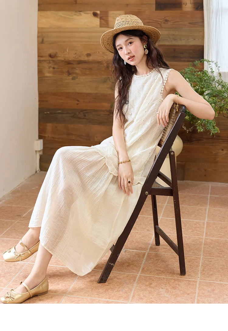 Mishow French Embroidery Fake Two-Piece Vest Dress MXE34L2311