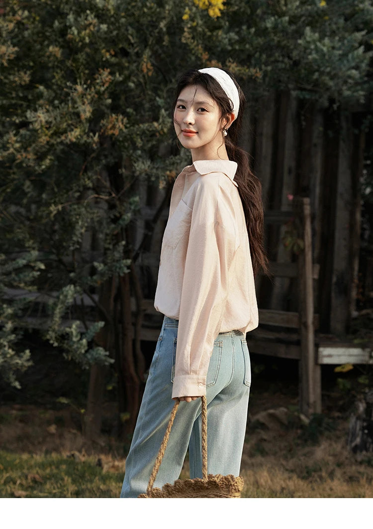 MISHOW Fake Two-Piece Blouse Turn-Down Collar Long Sleeve MXE16C0777