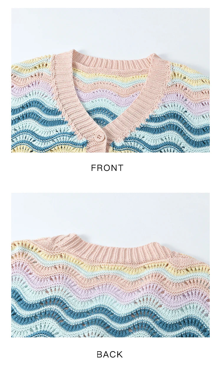 Mishow Color Stripe V-Neck Loose Cardigan MXE16Z1203