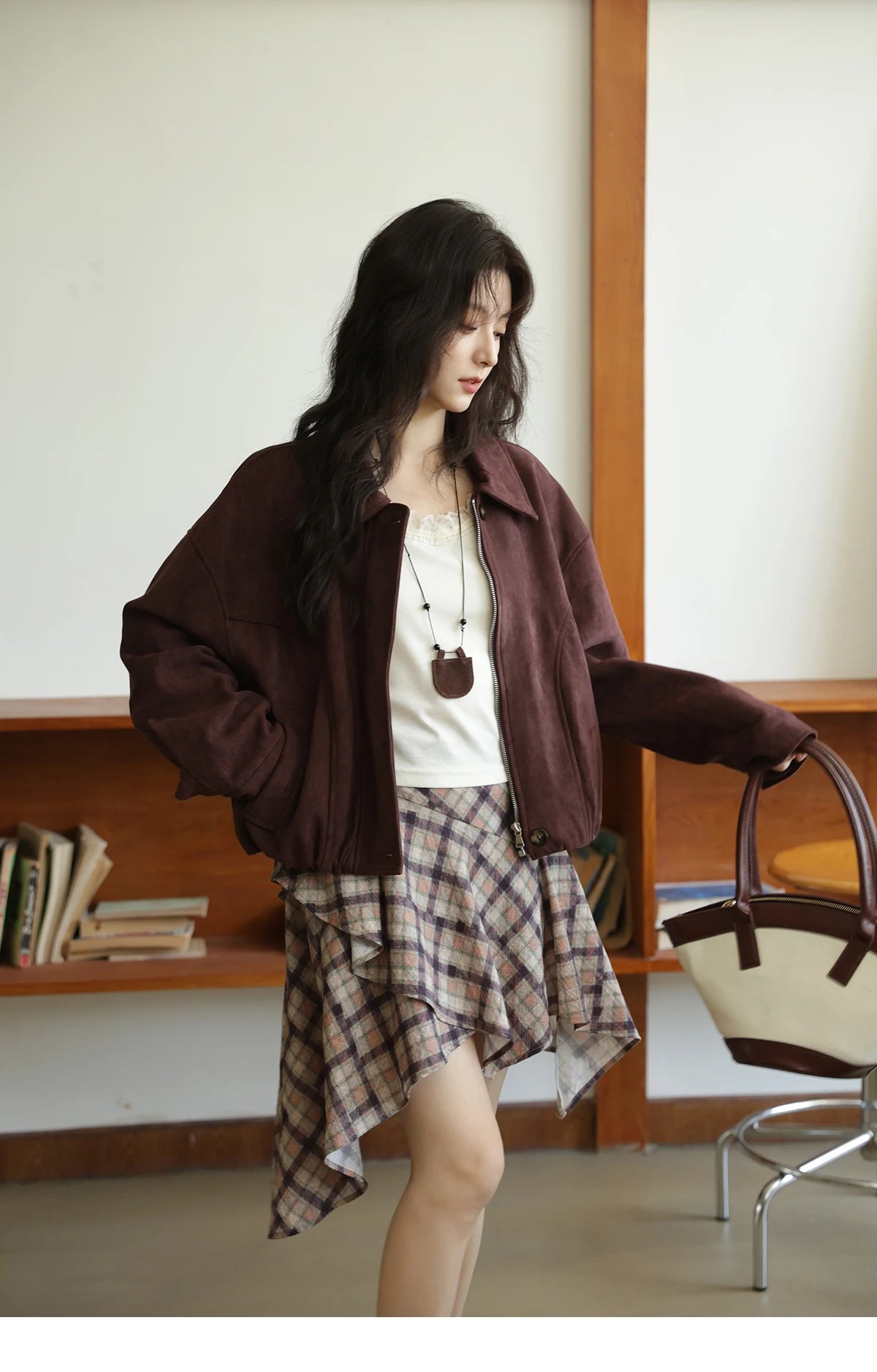 Mishow Purple Plaid Irregular Ruffle Hem Skirt MXE42B2395