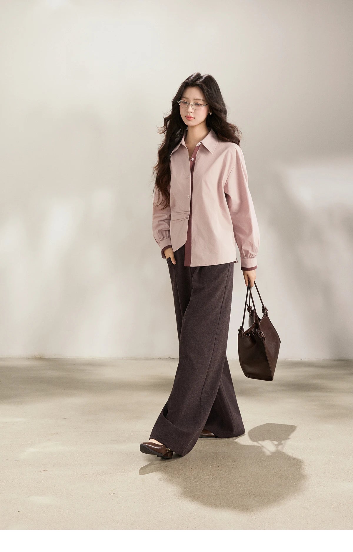 MISHOW French Cotton Contrast Shirt Polo Neck Asymmetrical MXF13C2435