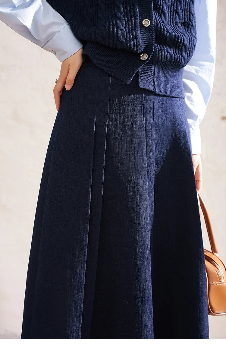 MISHOW Elegant A-Line Skirt High Waist Pleated Slim MXD12B0213