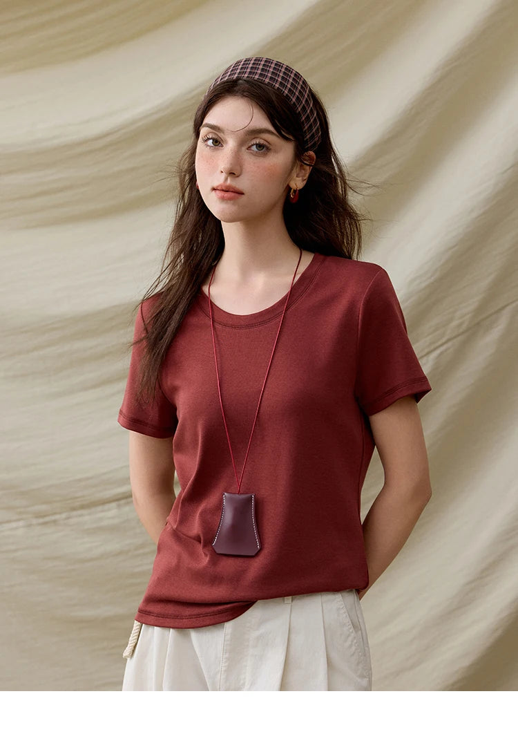 Mishow Solid Straight Shoulder Lace Trim Tee MXE31T0532