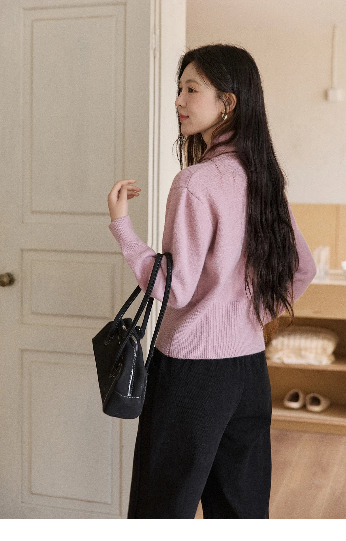 Mishow Taro Purple Detachable Scarf Sweater MXE91Z2825