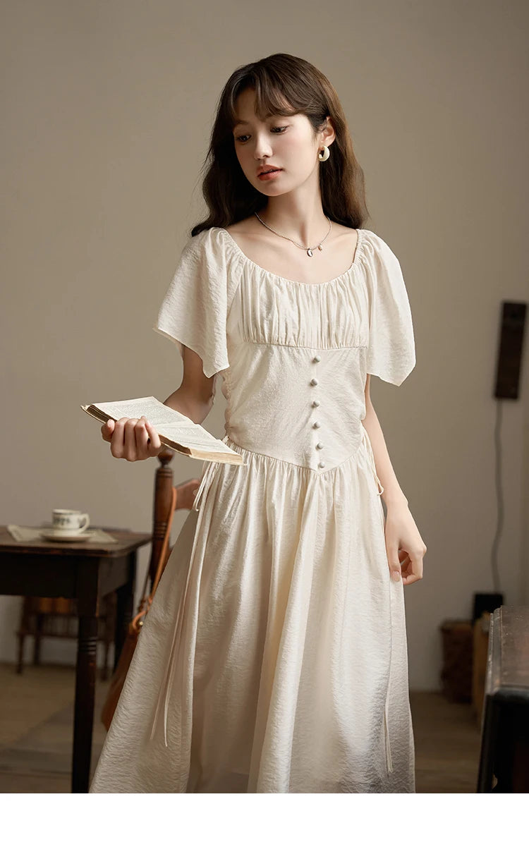 Mishow French Square Collar Butterfly Sleeve Dress MXC38L1407