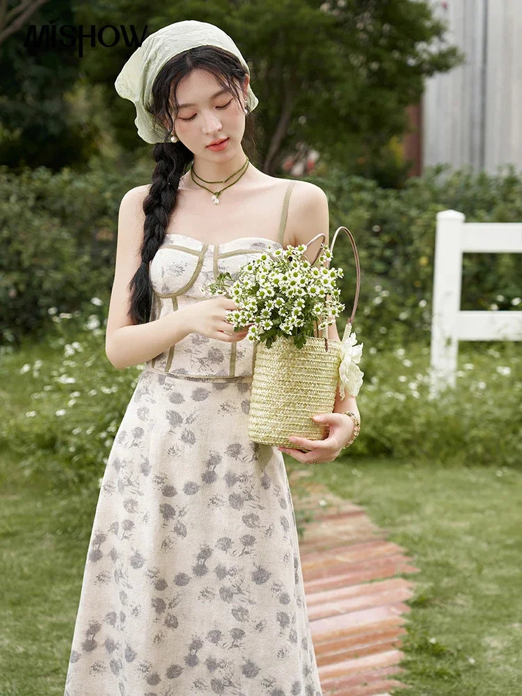 Mishow Floral Camisole Top & Elastic Waist Skirt Set MXD14D0026