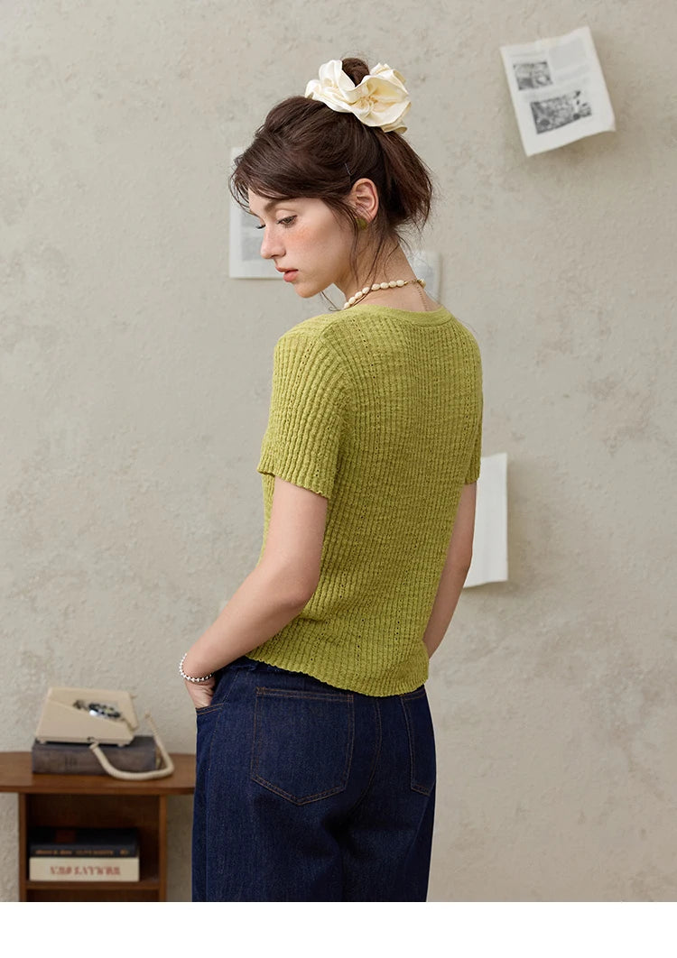 Mishow Solid Knit Round Neck Office Tee MXE31Z1229