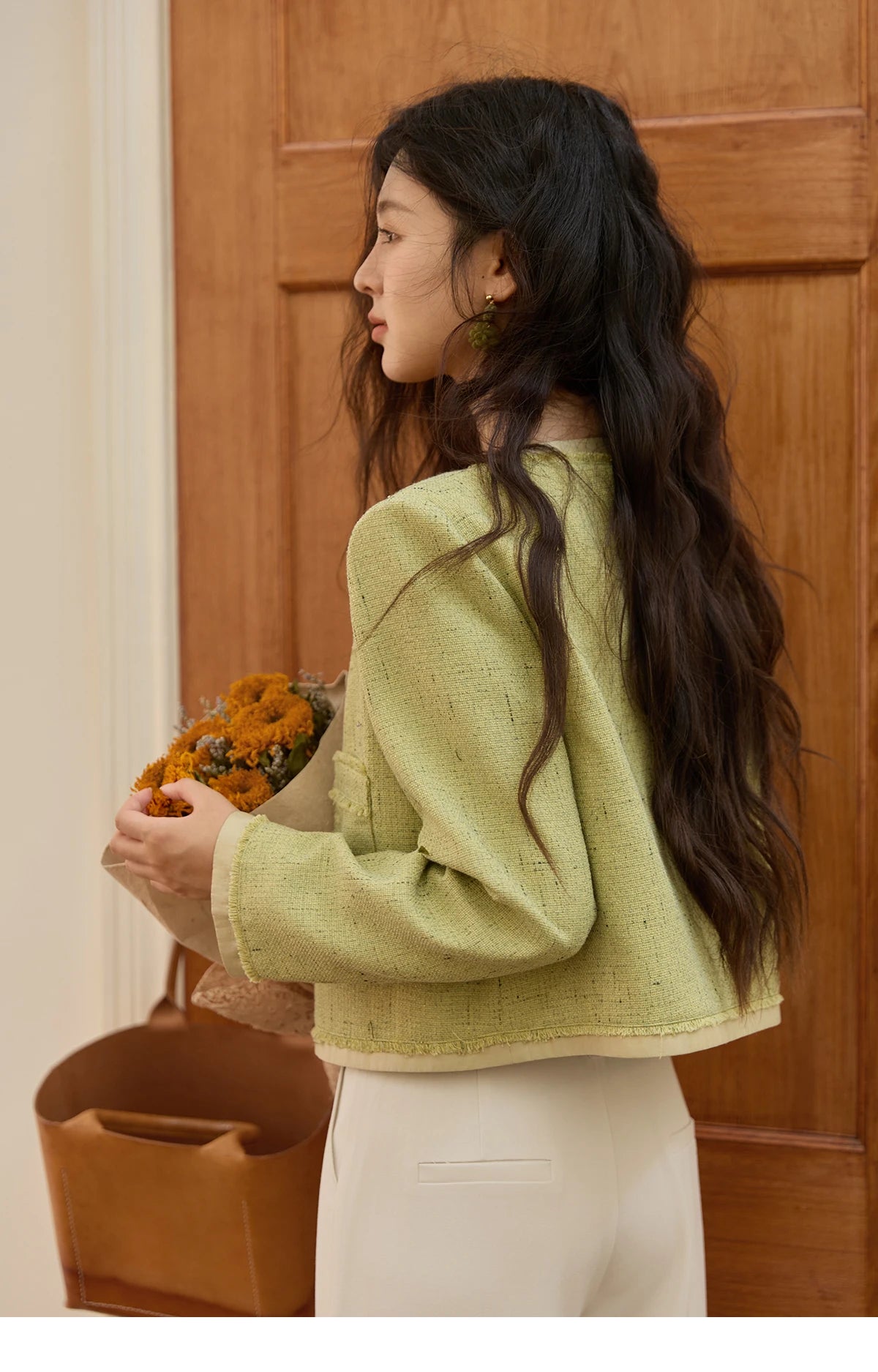 MISHOW Green Fragrant Short Coat Metal Buttons Symmetric Pocket MXE41W0796