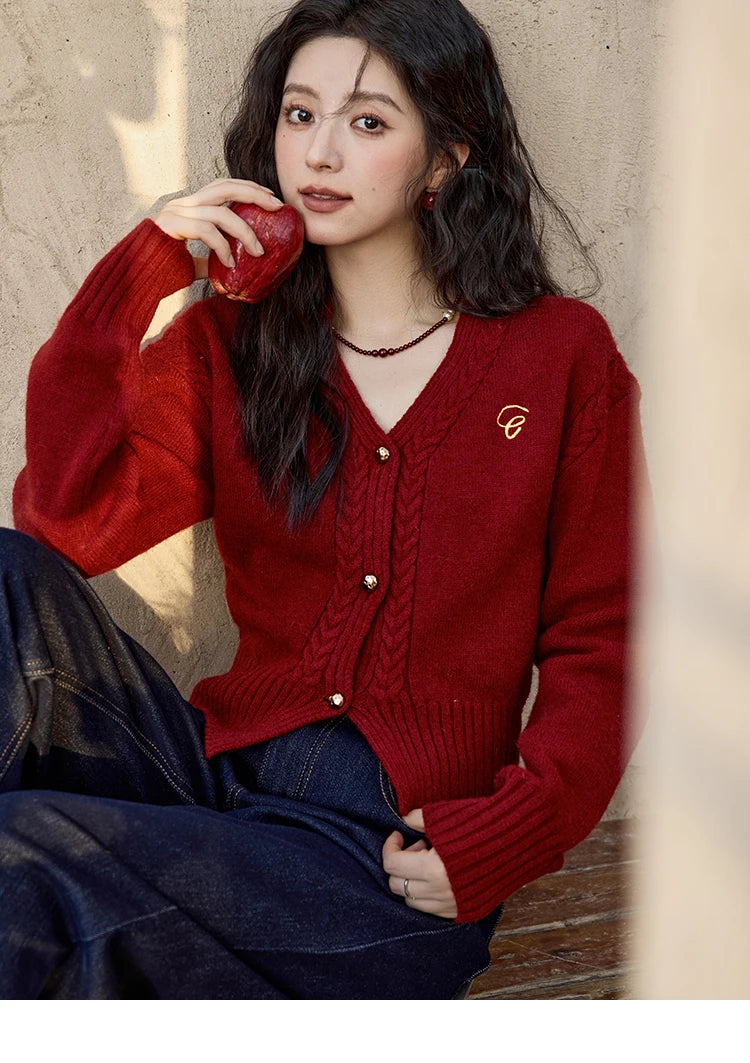 Mishow Elegant V-Neck Vintage Short Cardigan MXD48Z0848
