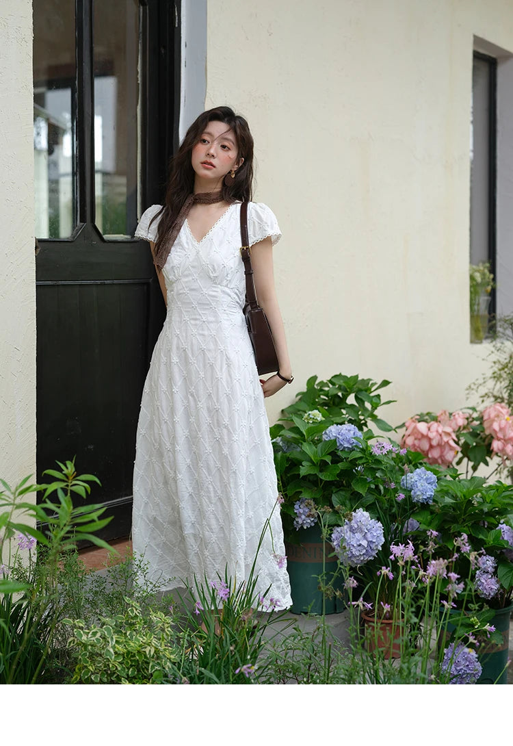 Mishow V-Neck Lace Spliced Embroidery Dress MXE38L2378