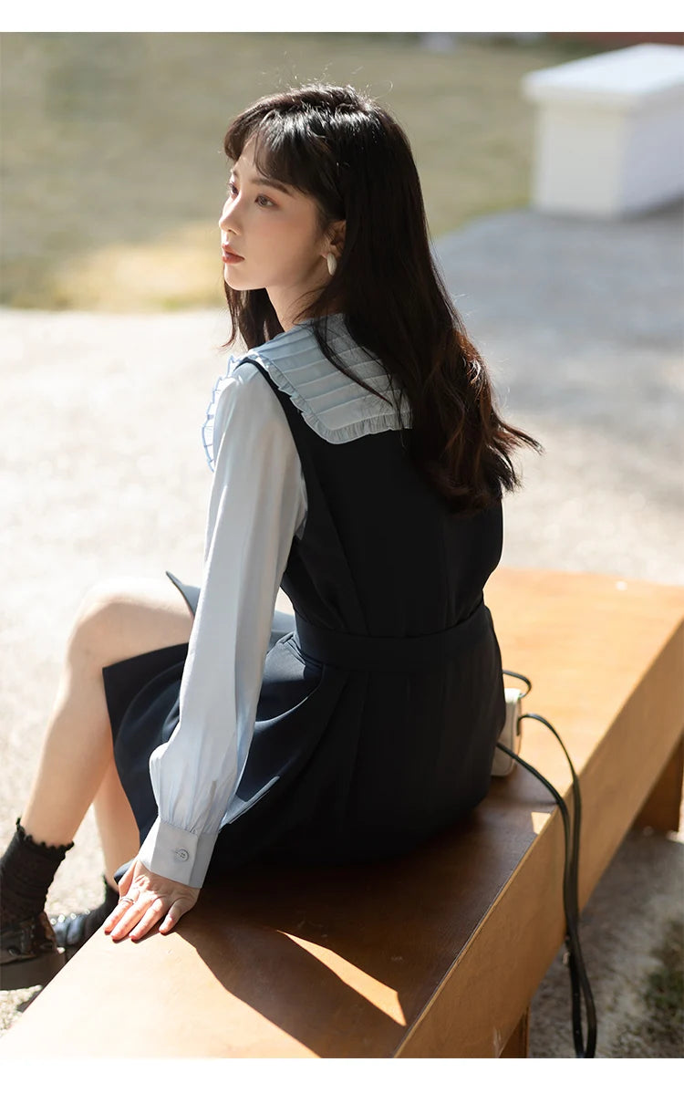 Mishow Korean Doll Collar Vest & Shirt Dress Set MXB12C0199