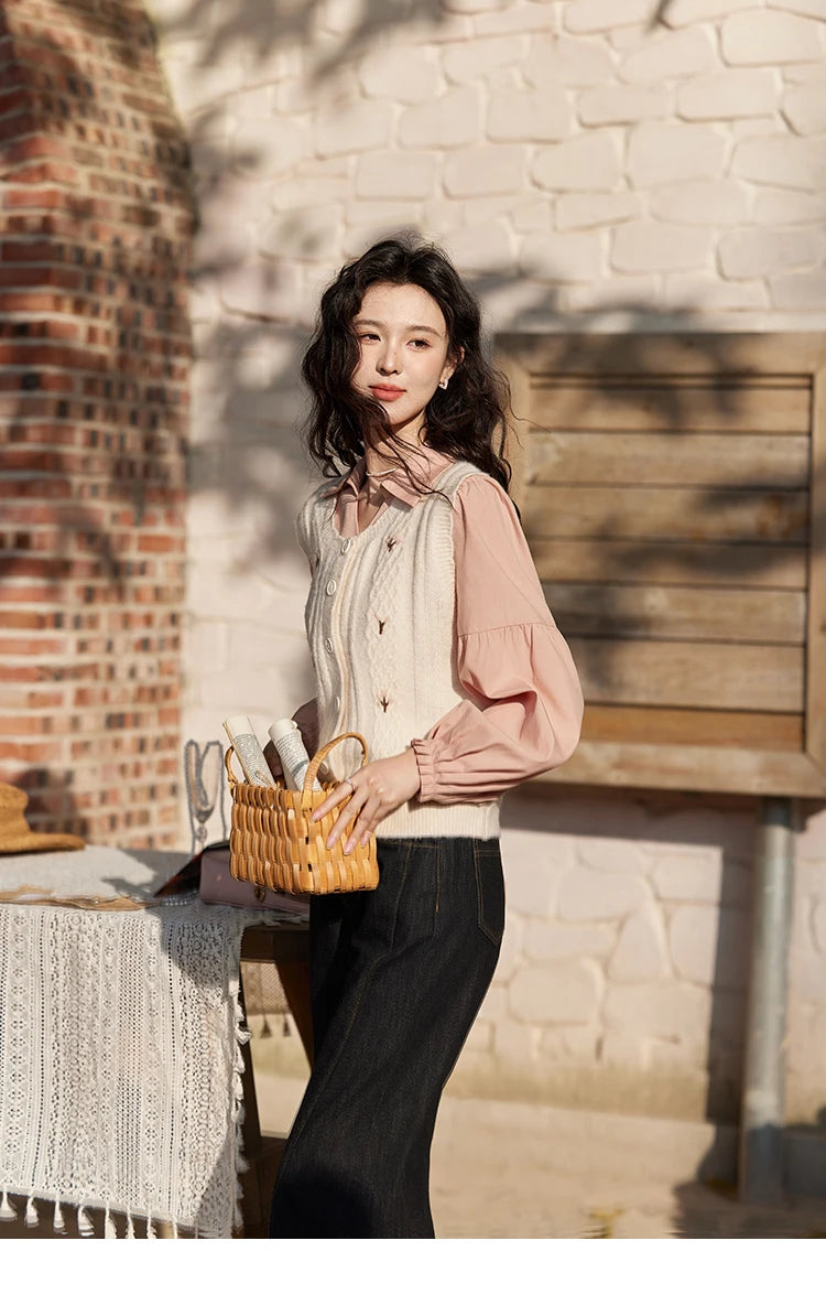 Mishow 3D Flower Embroidered Knitted Vest MXE11Z1077