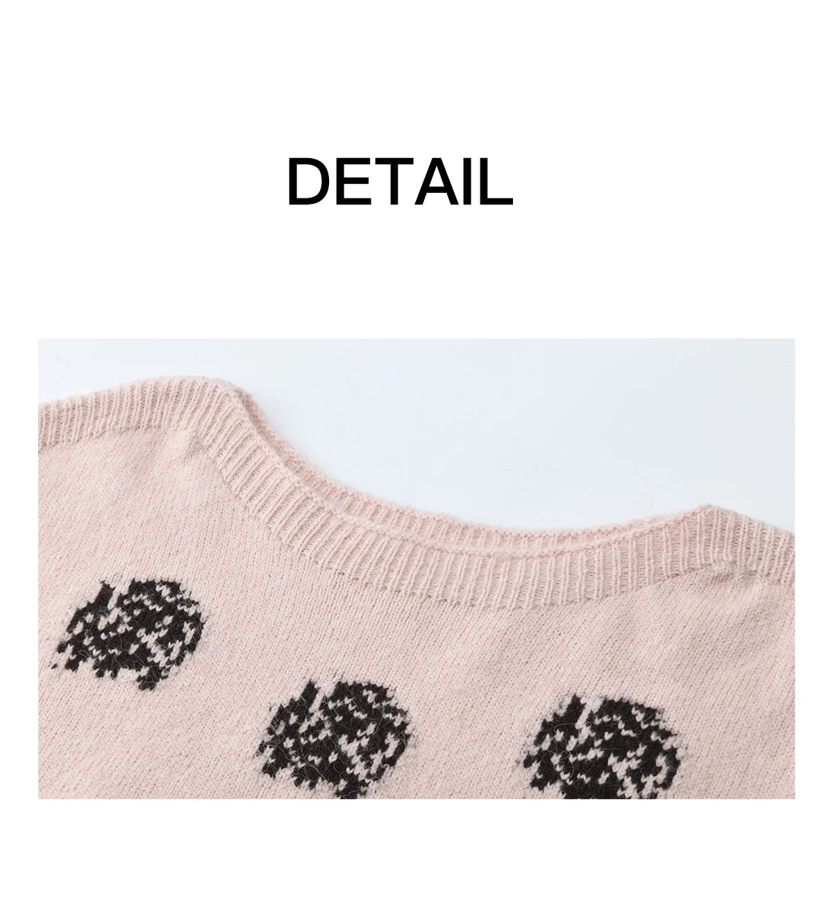 Mishow Pink Jacquard Lantern Sleeve Drop Shoulder Sweater MXE91Z2775