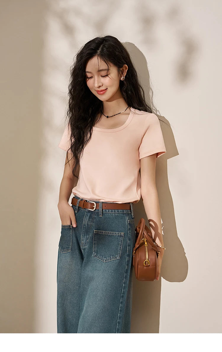 Mishow Square Neck Solid Tee MXC12T0641