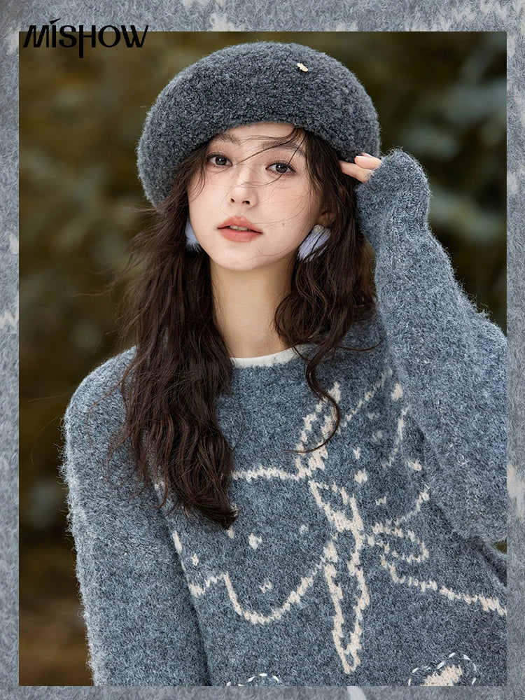 Mishow Butterfly Color Clash Wool Pullover MXD57Z1016