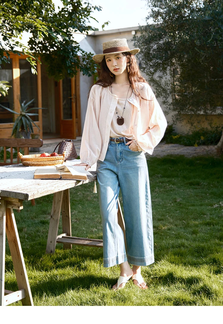 MISHOW Two Piece Shirt Set Tank Top Sunshade Button MXE39T0689