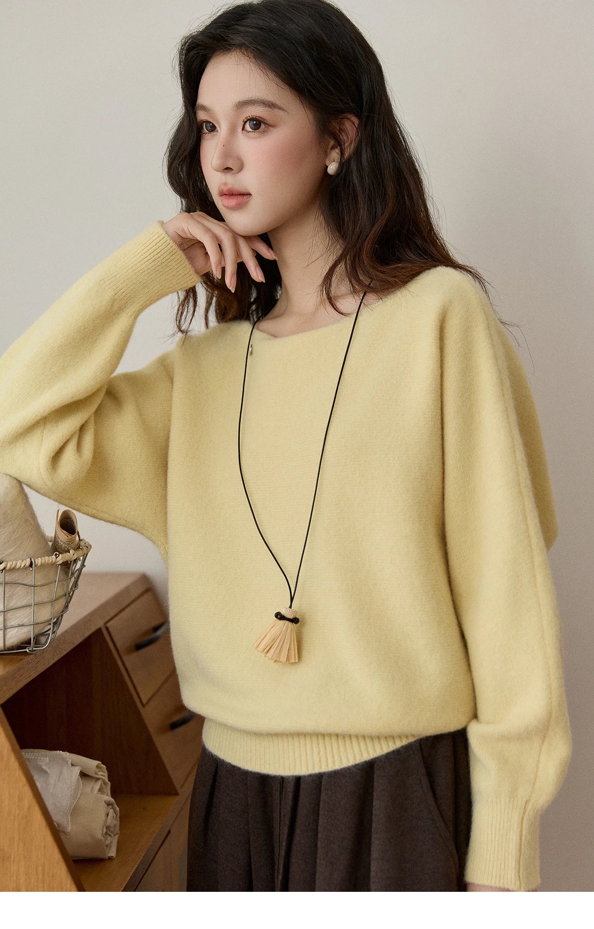 Mishow Boat Neck Lantern Sleeve Pullover MXE94Z2984