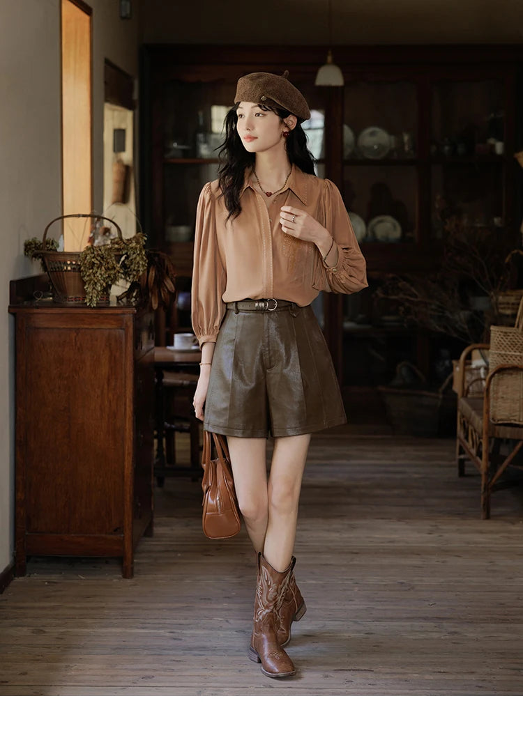 Mishow High Waist Loose Straight Leg Shorts MXD41K0721