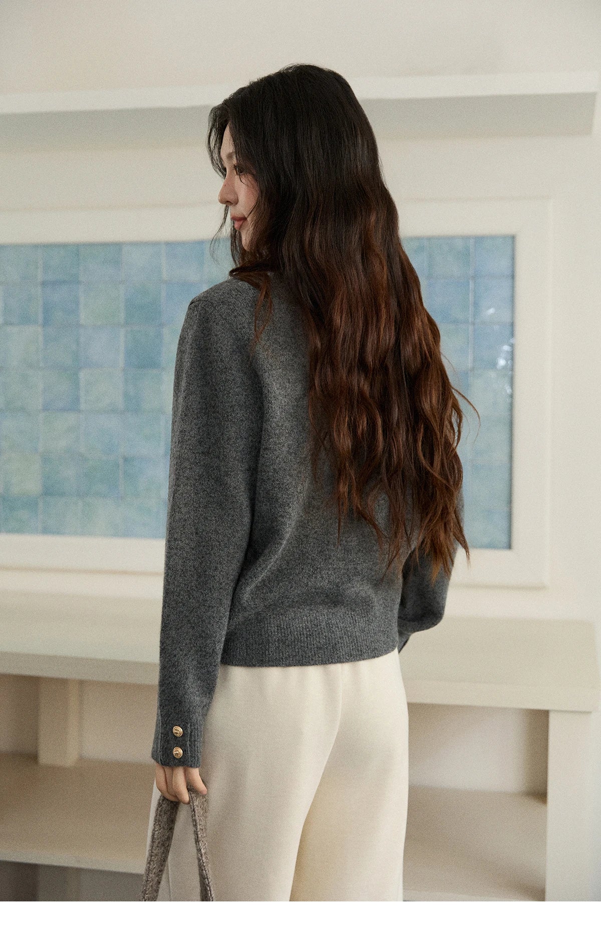 Mishow Cat Jacquard Three-Dimensional Bow Pullover MXE86Z2750
