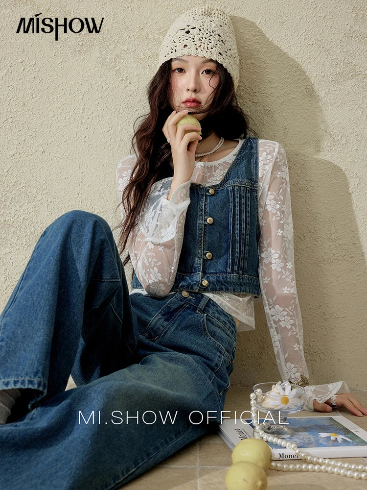 Mishow Washed Loose Straight Leg Jeans MXE16K0874