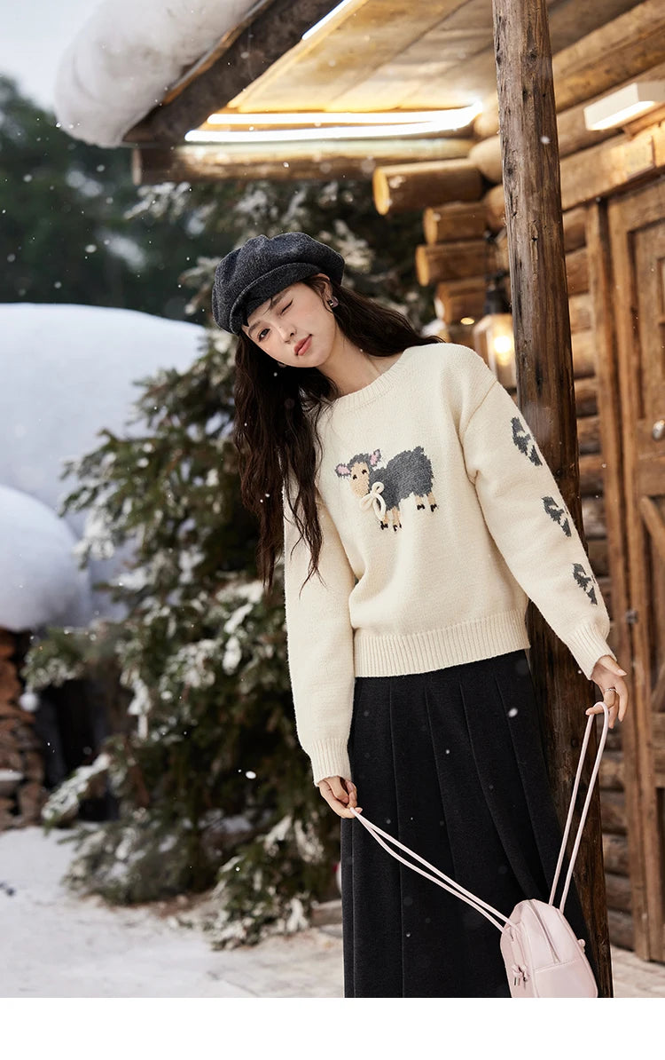 Mishow Soft Lamb Color Clash Spliced Pullover MXD59Z1140