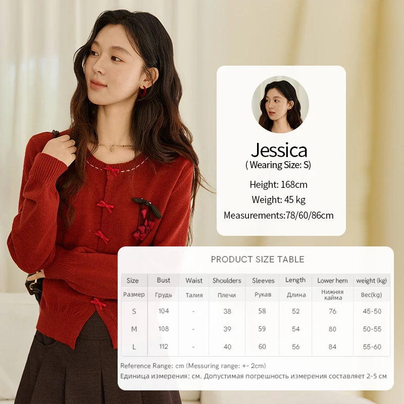 Mishow Bow Placket Lantern Sleeve Cardigan with Brooch MXE45Z1377